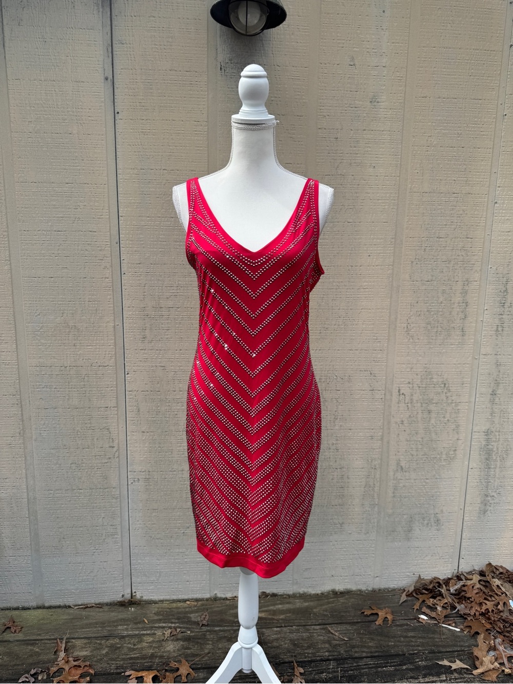 Cache Red Beaded Mini Dress - Picture 2 of 6